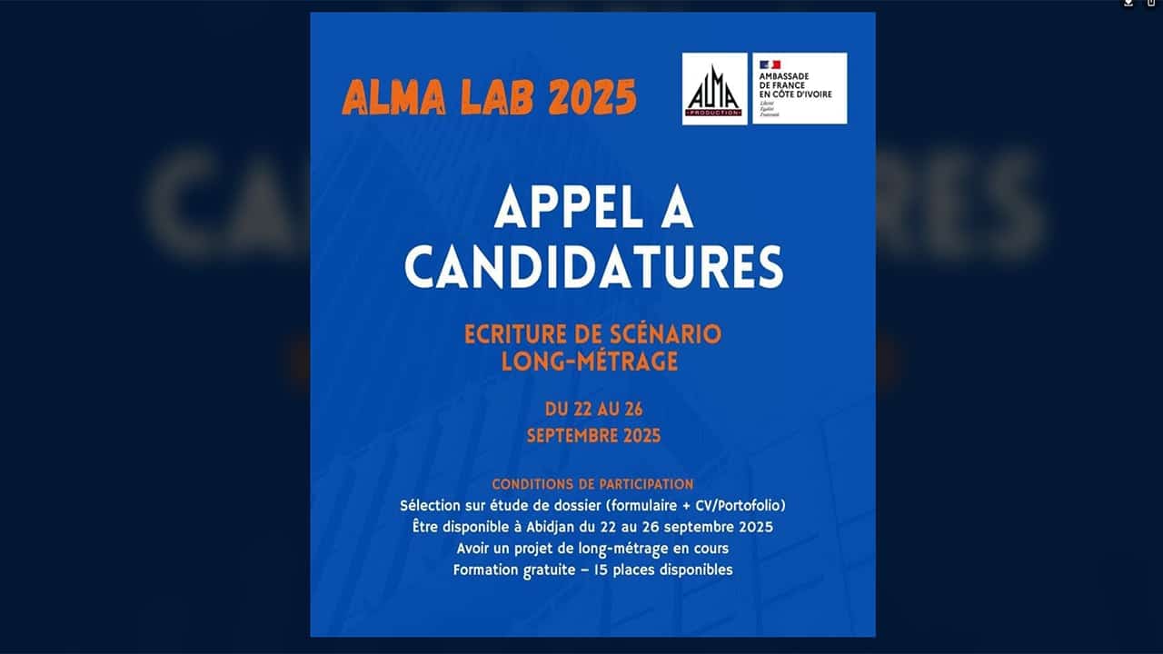 Cinéma/Écriture : l’ALMA LAB lance un atelier intensif d’écriture de scénario de long métrage à Abidjan